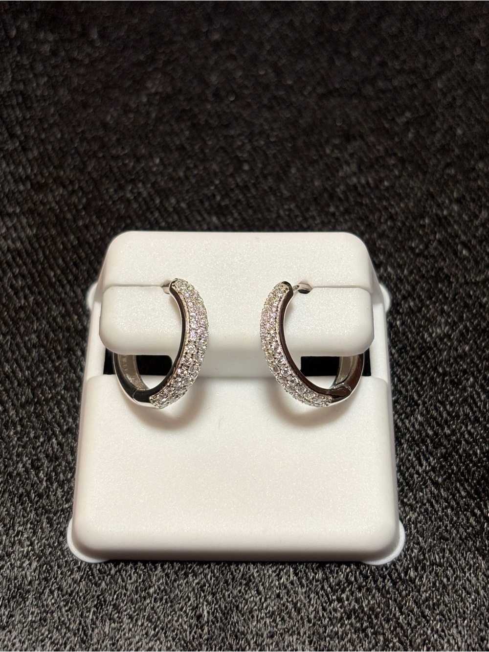 .925 Sterling Silver 1ct. VVS Moissanite Pave’ Huggies - Picture 3 of 17